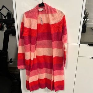 Pink and red long cardigan
